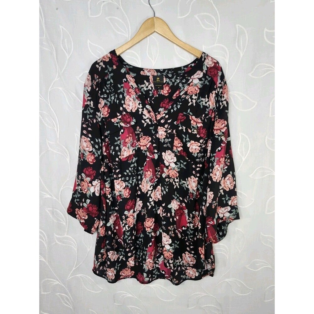 Disney Princess Belle Floral Blouse Womens 4X Beauty & the Beast Flowy Top